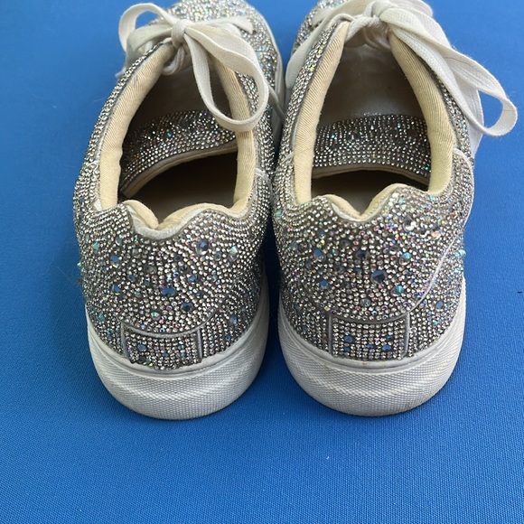Betsey Johnson SB Sutton Silver Rhinestone Sneakers size 10 Bling Wedding - Picture 4 of 8